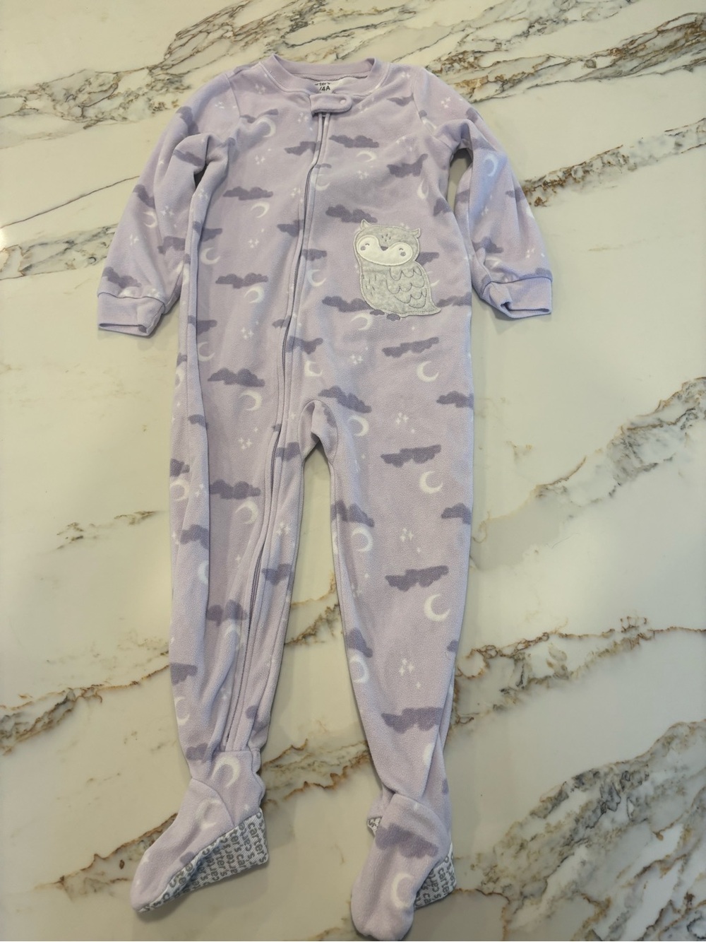 Carter's Lavender Owl Moon Print Footed One-Piece
